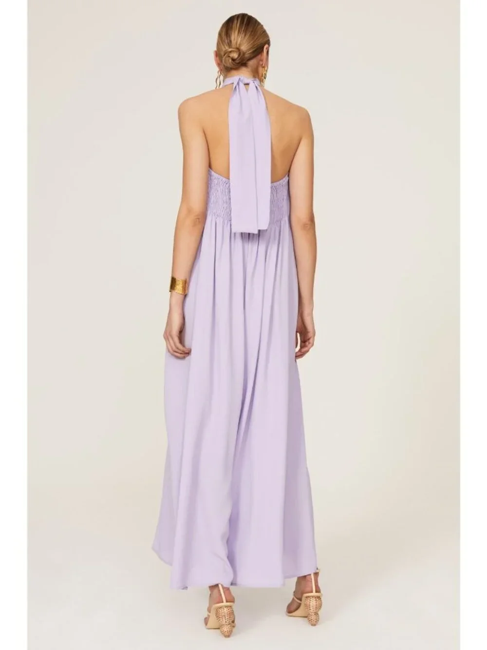 SFIZIO Lavender Purple Halter Sleeveless Wide Leg Scarf Jumpsuit Women's Size 6